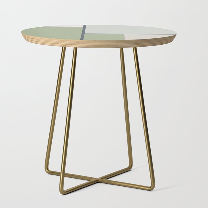 Minimalist Modern Color Block Abstract in Sage Green, Light Silver Gray, and Beige Side Table Gallery Image 1