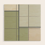 Minimalist Modern Color Block Abstract in Sage Green, Light Silver Gray, and Beige Wood Wall Art Gallery Image 1