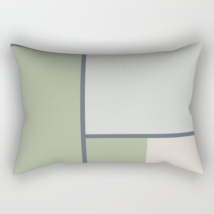 Minimalist Modern Color Block Abstract in Sage Green, Light Silver Gray, and Beige Rectangular Pillow Gallery Image 2