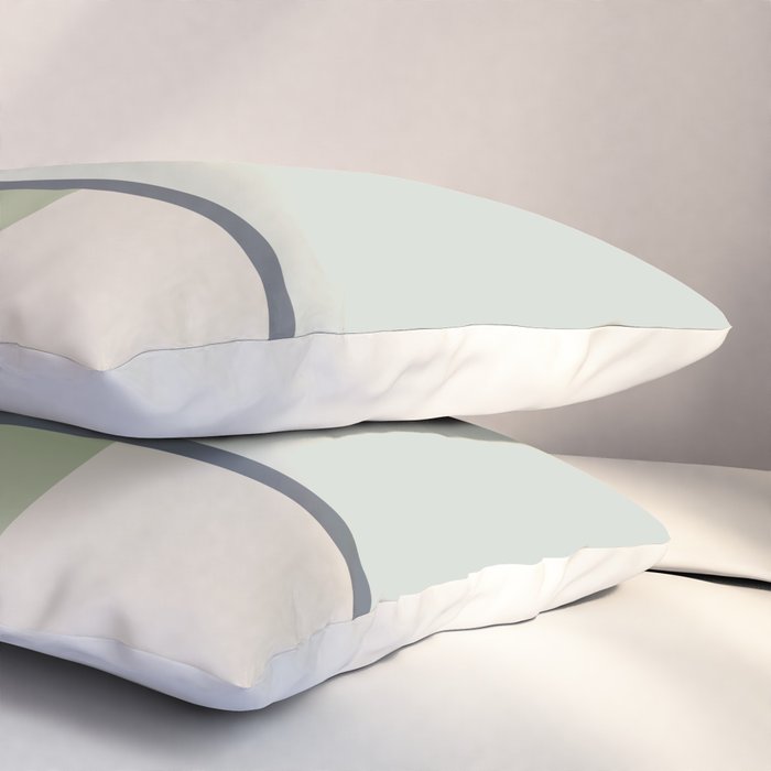 Minimalist Modern Color Block Abstract in Sage Green, Light Silver Gray, and Beige Pillow Sham Gallery Image 3