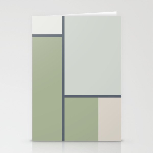 Minimalist Modern Color Block Abstract in Sage Green, Light Silver Gray, and Beige Stationery Card Gallery Image 2