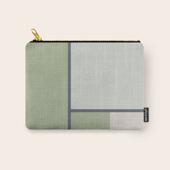 Minimalist Modern Color Block Abstract in Sage Green, Light Silver Gray, and Beige Carry All Pouch Gallery Image 1