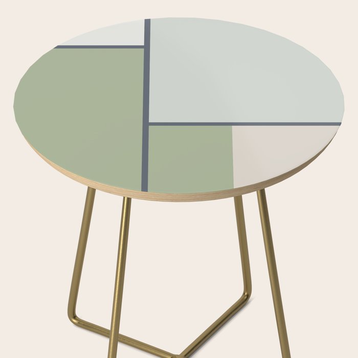 Minimalist Modern Color Block Abstract in Sage Green, Light Silver Gray, and Beige Side Table Gallery Image 2