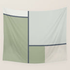 Minimalist Modern Color Block Abstract in Sage Green, Light Silver Gray, and Beige Wall Tapestry Gallery Image 4