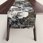 Dark abstract bloom over golden lines Table Runner Gallery Image 1