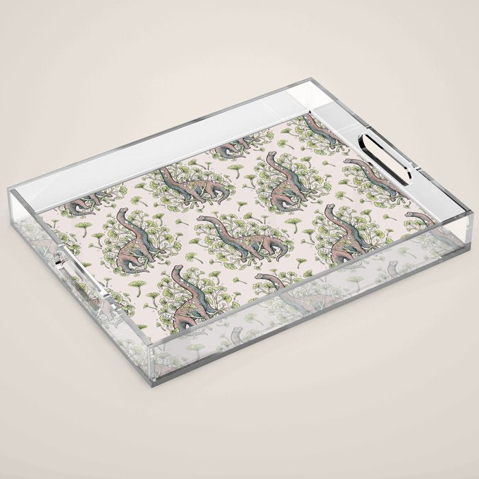 Brachio Ginkgo | Dinosaur Botanical Art Acrylic Tray Gallery Image 1