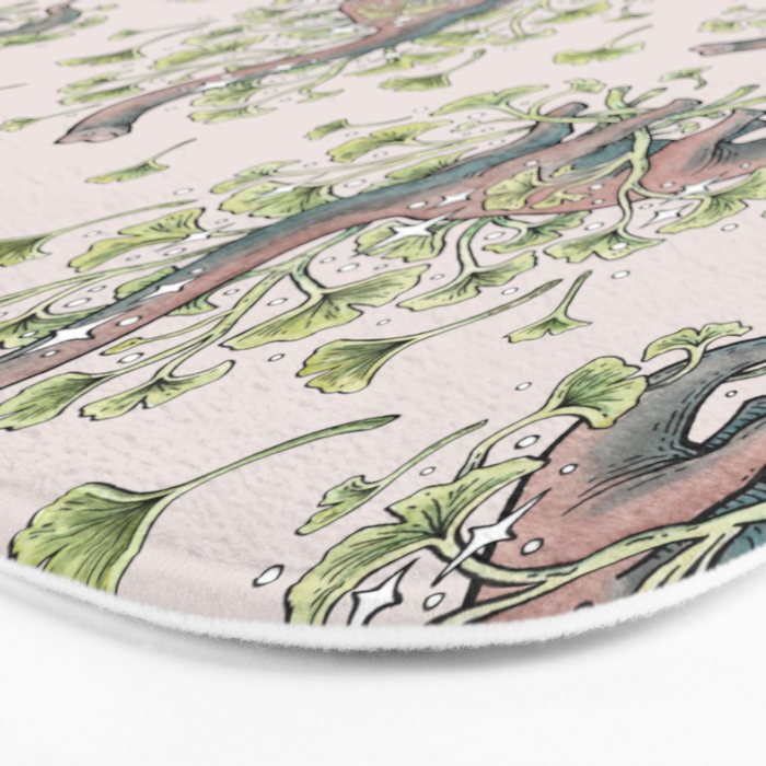 Brachio Ginkgo | Dinosaur Botanical Art Bath Mat Gallery Image 3