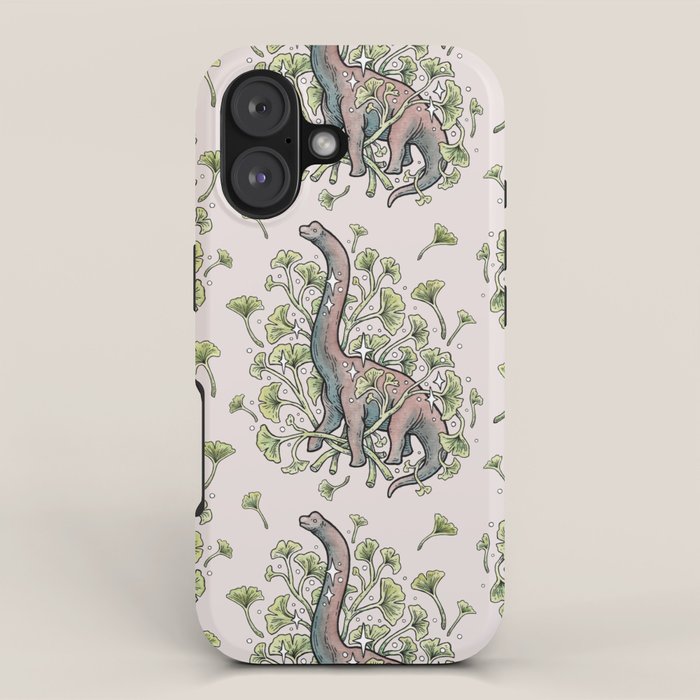 Brachio Ginkgo | Dinosaur Botanical Art iPhone Case Gallery Image 1