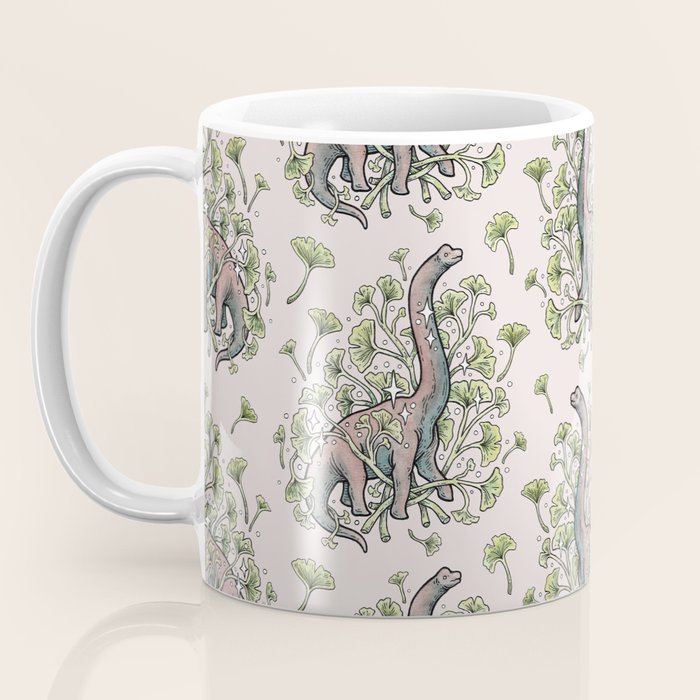 Brachio Ginkgo | Dinosaur Botanical Art Coffee Mug Gallery Image 3