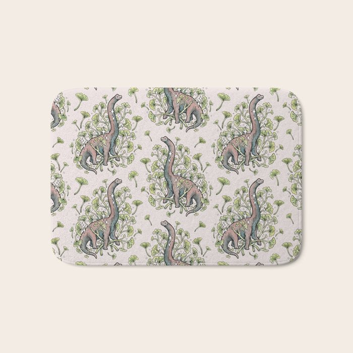 Brachio Ginkgo | Dinosaur Botanical Art Bath Mat Gallery Image 1