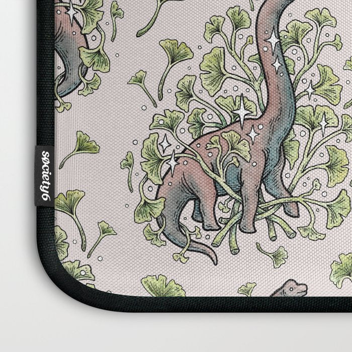 Brachio Ginkgo | Dinosaur Botanical Art Laptop Sleeve Gallery Image 3