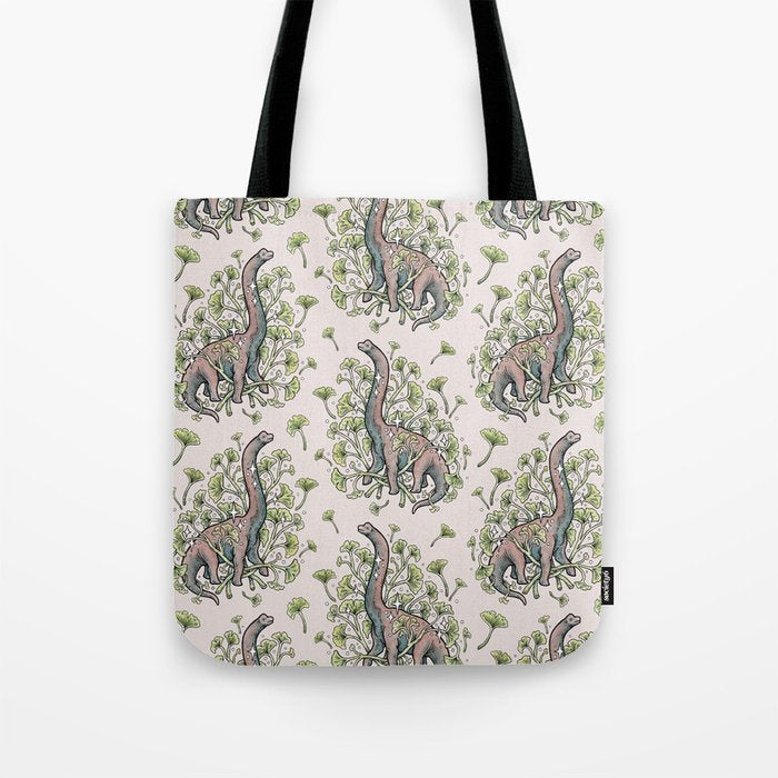 Brachio Ginkgo | Dinosaur Botanical Art Tote Bag Gallery Image 1