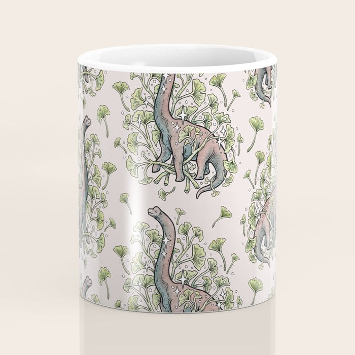 Brachio Ginkgo | Dinosaur Botanical Art Coffee Mug Gallery Image 4