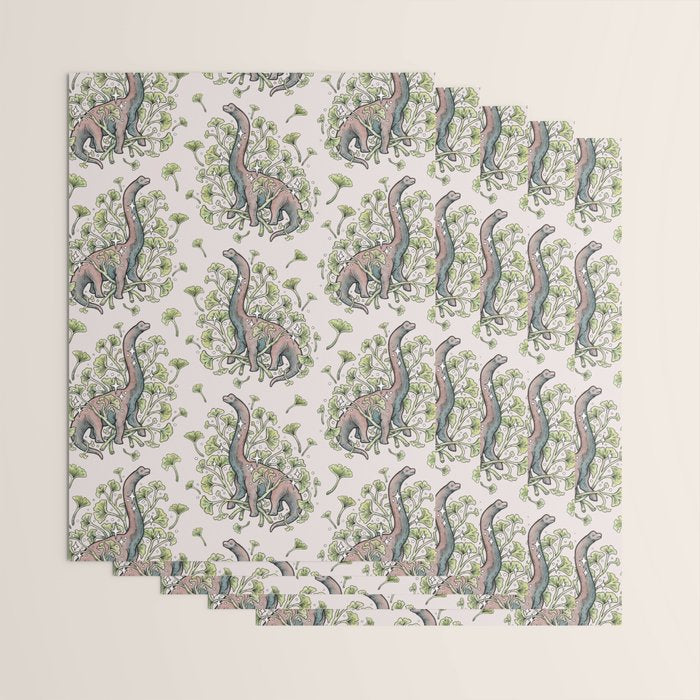 Brachio Ginkgo | Dinosaur Botanical Art Wrapping Paper Gallery Image 3