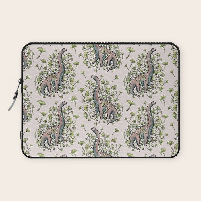 Brachio Ginkgo | Dinosaur Botanical Art Laptop Sleeve Gallery Image 1