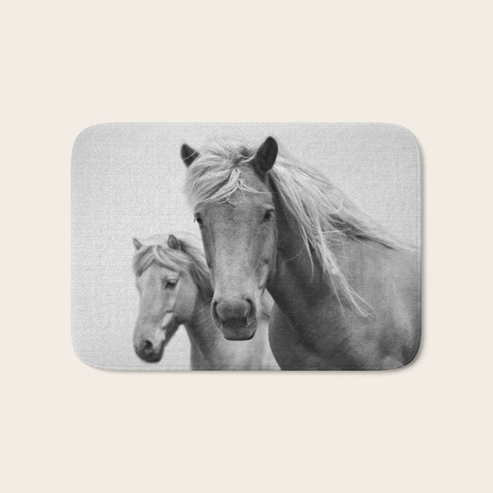 Horses - Black & White Bath Mat Gallery Image 1