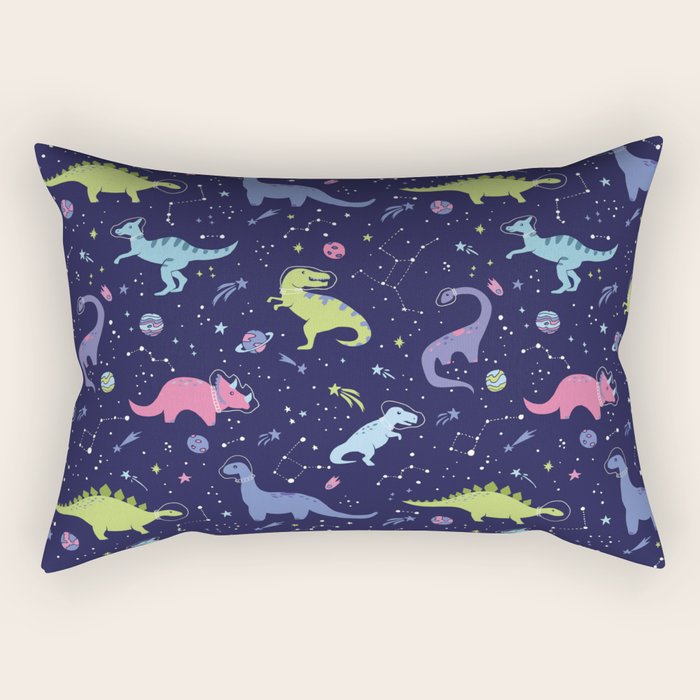 Dinosaurs in Space Rectangular Pillow Gallery Image 2