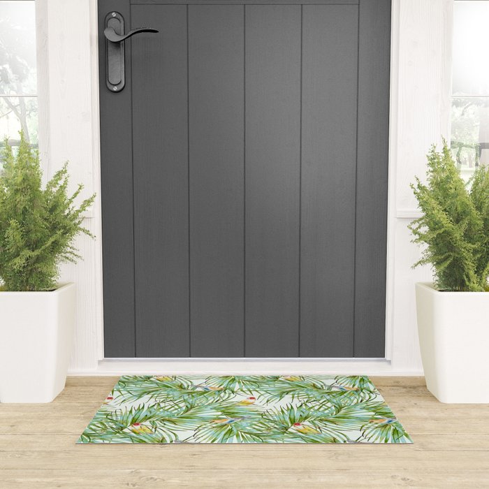 Birds on the leaves of the jungle Welcome Mat Gallery Image 3