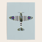 Spitfire WWII Fighter Aircraft - Grey Poster Gallery Image 4