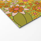 1960s, 1970s Retro Floral in Green, Pink & Orange - Flower Power Welcome Mat Gallery Image 2