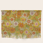 1960s, 1970s Retro Floral in Green, Pink & Orange - Flower Power Wall Hanging Gallery Image 1