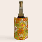1960s, 1970s Retro Floral in Green, Pink & Orange - Flower Power Wine Chiller Gallery Image 1