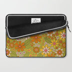 1960s, 1970s Retro Floral in Green, Pink & Orange - Flower Power Laptop Sleeve Gallery Image 2