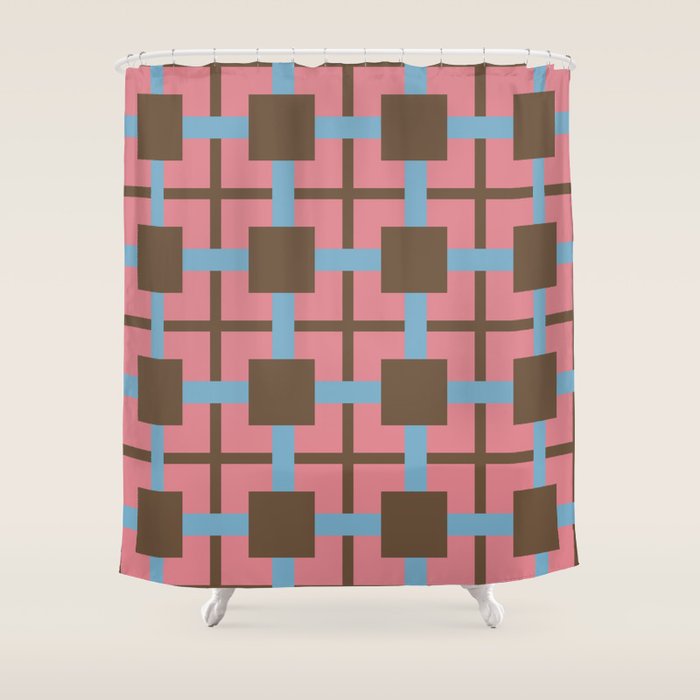 Geometric Warm Revival Block Shower Curtain Gallery Image 1