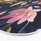 Night Garden Purple Pink Gold Watercolor Flowers and Leaves All Over Bath Mat Gallery Image 3