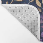 Night Garden Purple Pink Gold Watercolor Flowers and Leaves All Over Bath Mat Gallery Image 2