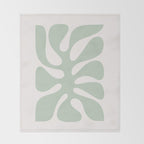 Minimal Abstract Matisse Monstera Pastel Sage Green 1/2 Throw Blanket Gallery Image 2