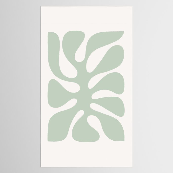 Minimal Abstract Matisse Monstera Pastel Sage Green 1/2 Tablecloth Gallery Image 2