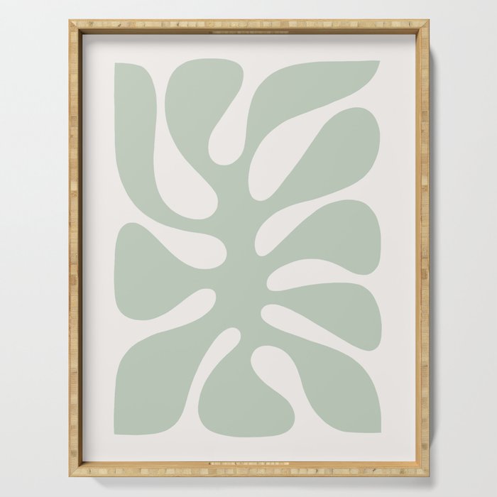 Minimal Abstract Matisse Monstera Pastel Sage Green 1/2 Serving Tray Gallery Image 1