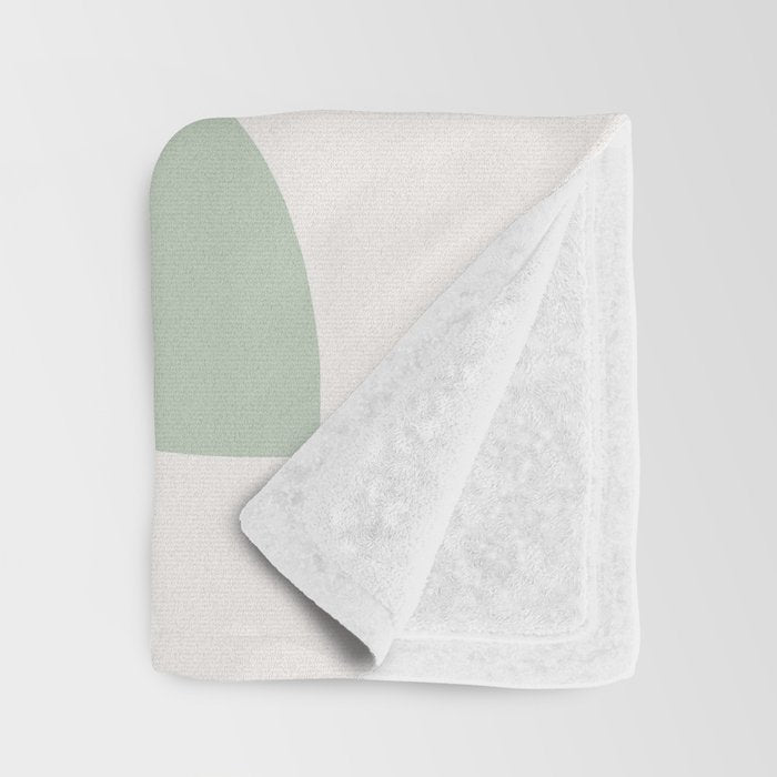 Minimal Abstract Matisse Monstera Pastel Sage Green 1/2 Throw Blanket Gallery Image 3