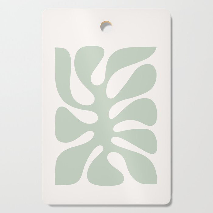 Minimal Abstract Matisse Monstera Pastel Sage Green 1/2 Cutting Board Gallery Image 1