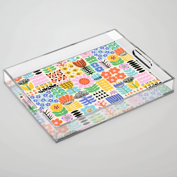 Folk Art Flowers Acrylic Tray Gallery Image 1