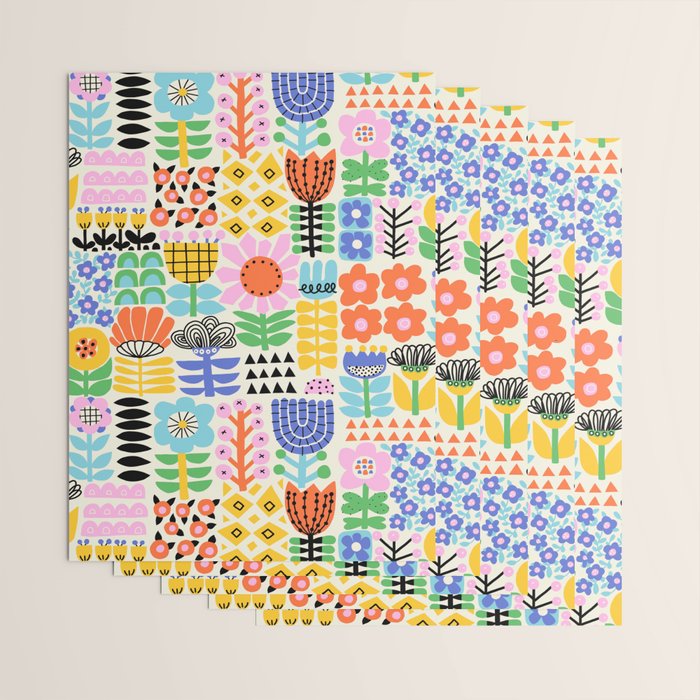 Folk Art Flowers Wrapping Paper Gallery Image 3