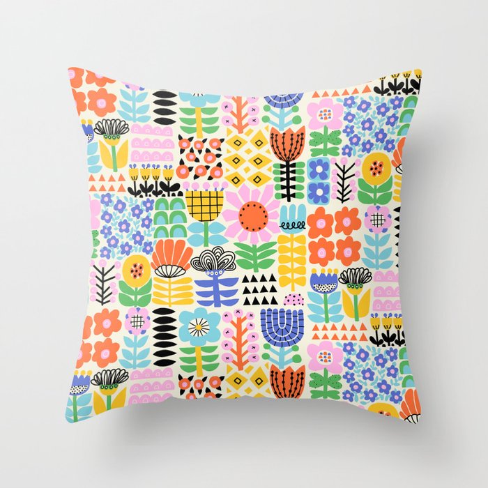 Folk Art Flowers Throw Pillow Gallery Image 6