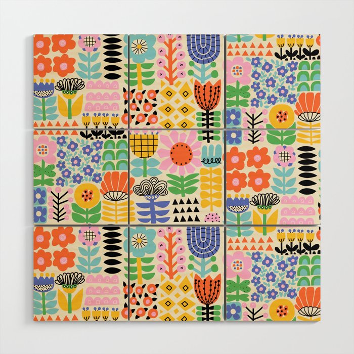 Folk Art Flowers Wood Wall Art Gallery Image 1
