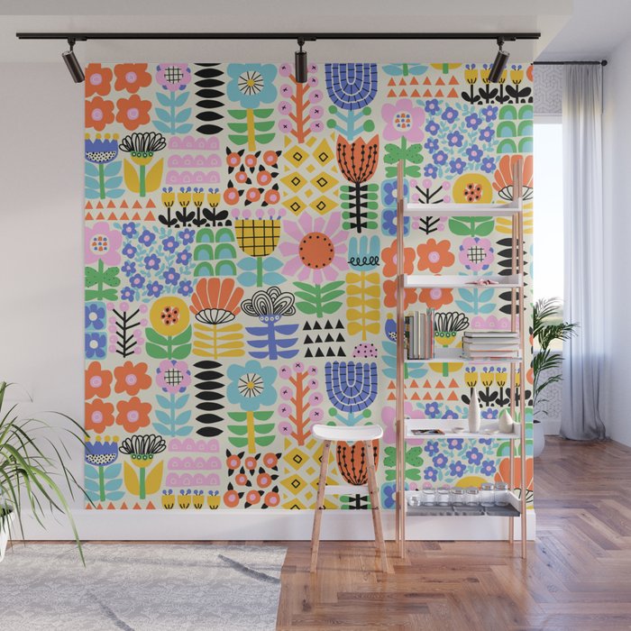 Folk Art Flowers Wall Mural Gallery Image 1
