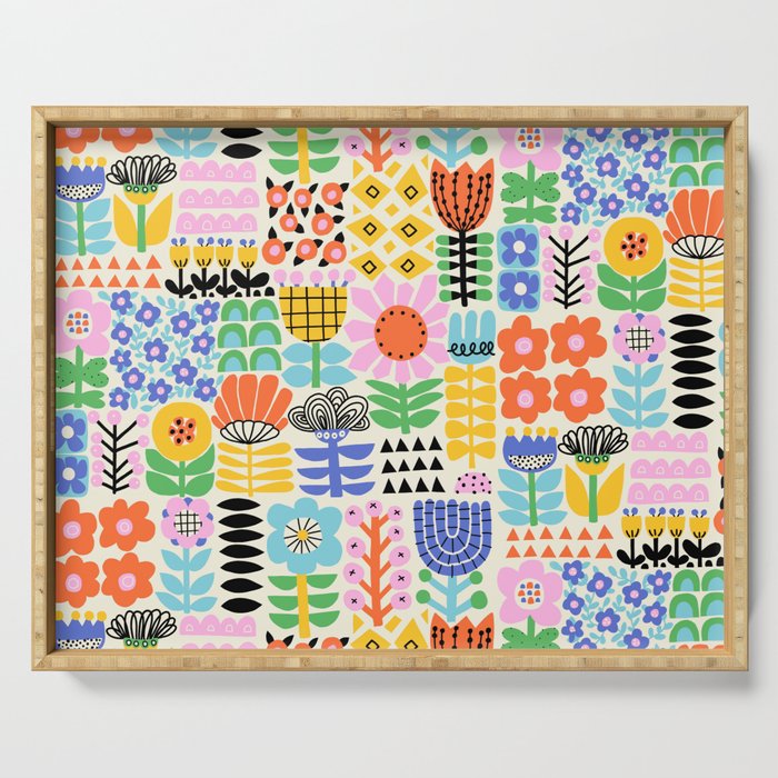 Folk Art Flowers Serving Tray Gallery Image 1