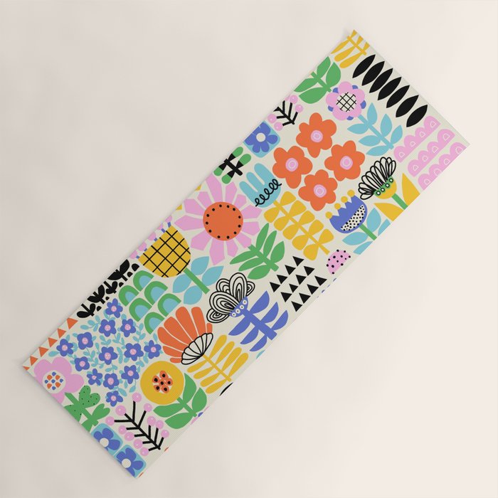 Folk Art Flowers Yoga Mat Gallery Image 1