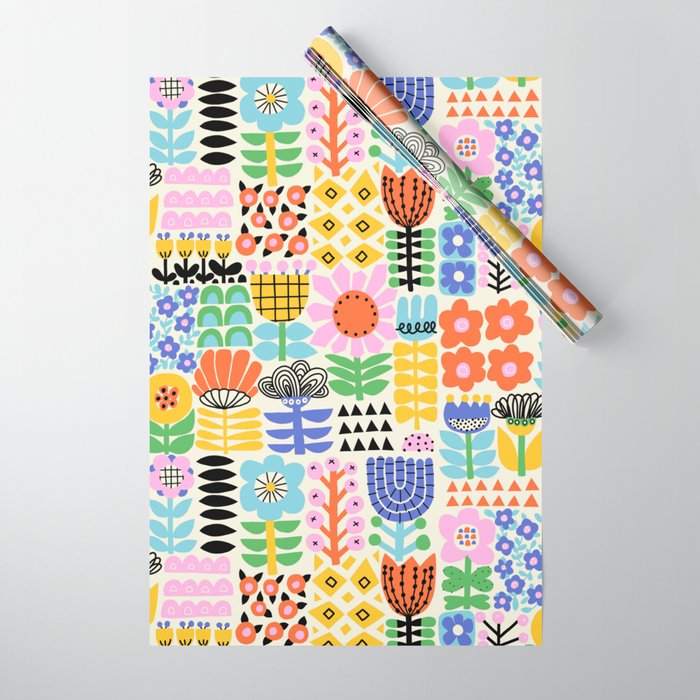 Folk Art Flowers Wrapping Paper Gallery Image 1