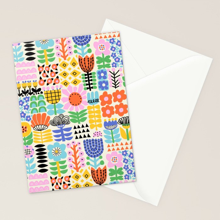Folk Art Flowers Stationery Card Gallery Image 2