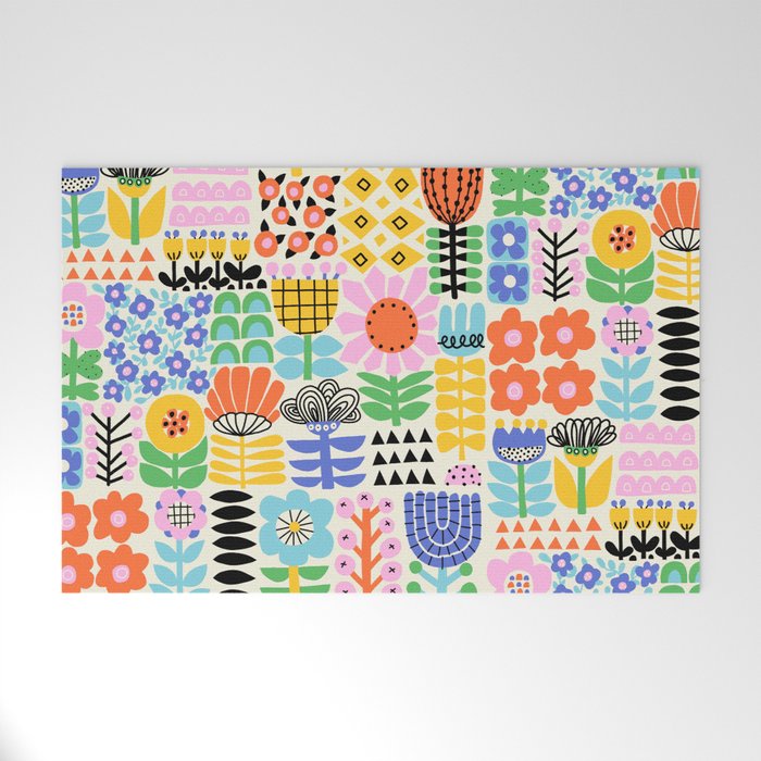 Folk Art Flowers Welcome Mat Gallery Image 1