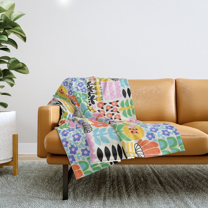 Folk Art Flowers Throw Blanket Gallery Image 1