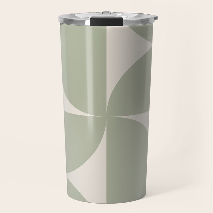 Bauhaus Mid Century Modern Geometric VII Earthy Green Travel Mug Gallery Image 1