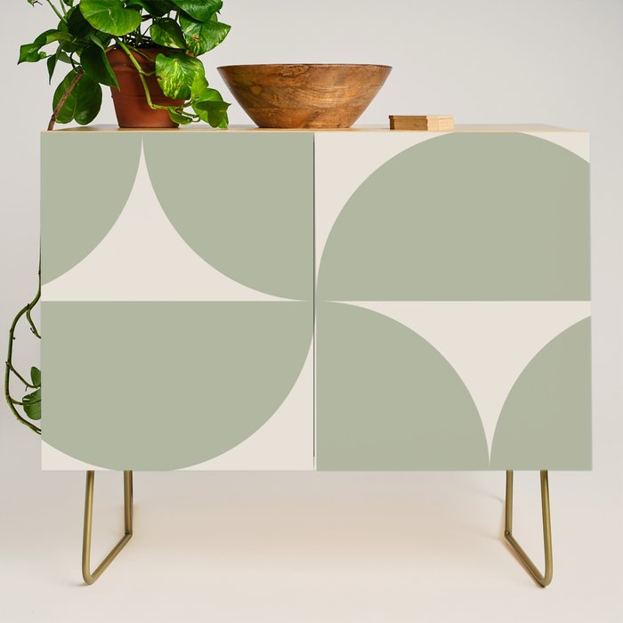 Bauhaus Mid Century Modern Geometric VII Earthy Green Credenza Gallery Image 1