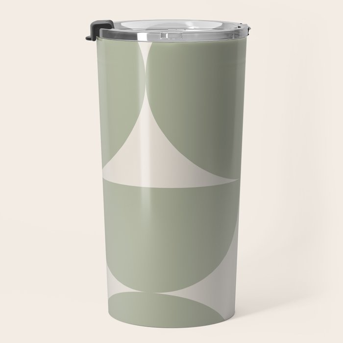 Bauhaus Mid Century Modern Geometric VII Earthy Green Travel Mug Gallery Image 3