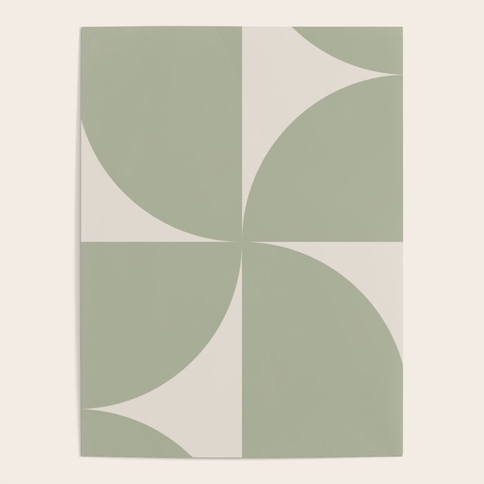 Bauhaus Mid Century Modern Geometric VII Earthy Green Poster Gallery Image 1